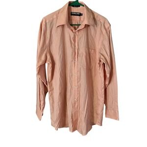 Kirkland Signature Men's Peach Textured Long Sleeve Dress Shirt Size 16 34